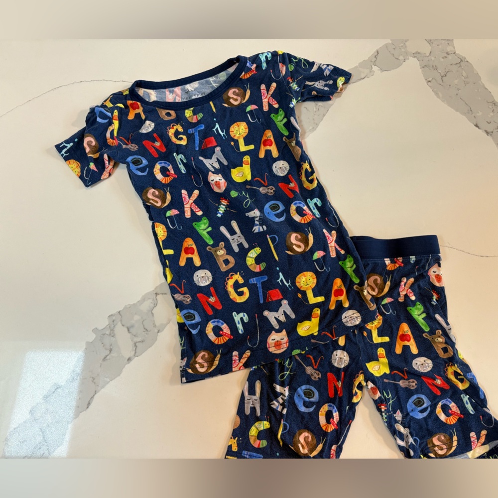 Little Sleepies Navy Alphabet Short Sleeve PJ Set: 5/6